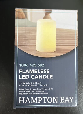 Hampton Bay 3 in. D x 4.5 in. H Fireglow Candle with 24 LED in White - Image 1 of 2