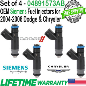 OEM Siemens 4Pcs Fuel Injectors for  2004, 2005, 2006 Chrysler Sebring 2.4L I4