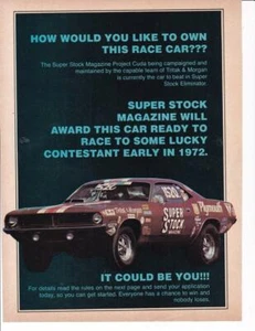 1970 Super Stock Magazine Print-Ad/ NHRA Tritak & Morgan 1970 Hemi Cuda - Picture 1 of 1
