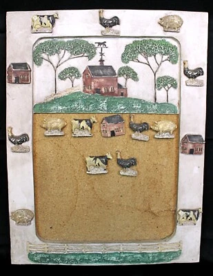 Vtg 90s Hen Feathers Cork Board 7 Pins Hangable Farm House Barn Animal Rustic - Image 1 of 4