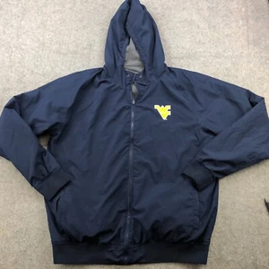 West Virginia Mountaineers Jacket Mens 2XL Blue Gray Reversible Windbreaker - Picture 1 of 15