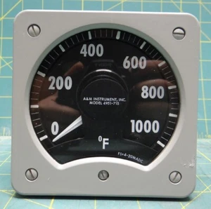 A&M TEMPERATURE INDICATOR PANEL METER, 0-1000 DEGREES F, 4.5"x 4.5" FACE - Picture 1 of 7