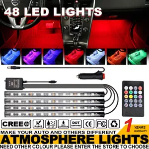 4PCS 48 LED Car Interior Atmosphere Neon Lights Strip Music Control + IR Remote - Picture 1 of 12