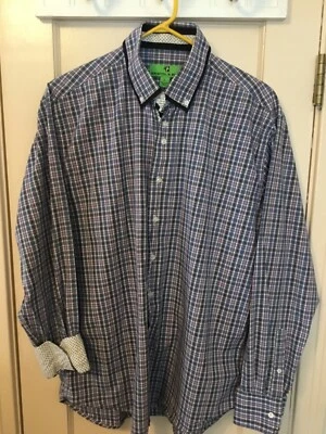 Bristol & Bull Mens Button Front Shirt Multi Color Plaid Contrast Cuff Large - Image 1 of 4