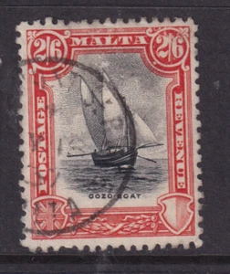 Malta 1930 KGV SG206 Postage & Revenue 2/6 FU signs plate corrosion top right - Picture 1 of 2