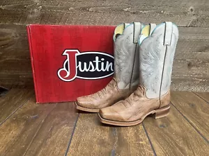 Justin Ladies Womens Size 10 B Willa Smooth Ostrich Square Toe Boots JE700 - Picture 1 of 13