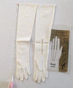 Vintage Gloves Opera Length White Cloth Button Closure Sm 6 - 6.5 Museum Lot# 1 - Picture 1 of 9