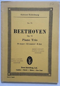 Beethoven Piano, Violin, Cello Trio Op. 97 Eulenberg study score - Picture 1 of 5