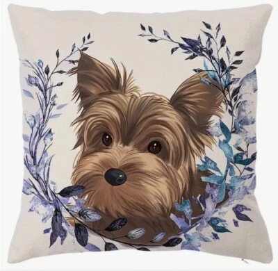 Adorable YORKIE Dog Nature Animals Soft Throw Pillow Cover Home Decor 18X18” - Image 1 of 4
