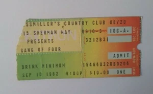 1982 - Gang of Four - Concert Ticket Stub - L.A. - R.I.P Andy Gill - Picture 1 of 2