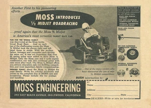 Vintage and Rare 1959 Moss Half 1/2 Midget Ad - Picture 1 of 1