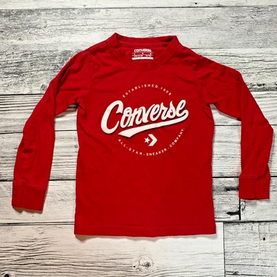 Camiseta Converse Niños Jóvenes M Roja Manga Larga Gráfica Todas las Estrellas Informal Activa Foto 1 de 4