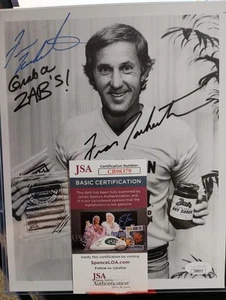 FRAN TARKENTON Vikings Giants SIGNED B&W 8x10 Photo Zab's Hot Dog Promo JSA COA - Picture 1 of 7
