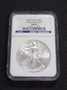 2009 AMERICAN SILVER EAGLE 1oz .999 FINE SILVER NGC GRADED MS69 EARLY RELEASES - Picture 1 of 2