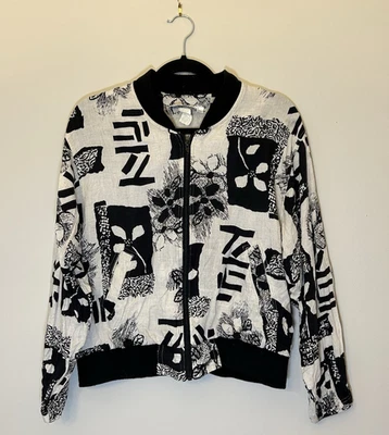 Chaqueta Bette & Court vintage para mujer grande años 70 80 ligera blanca y negra Foto 1 de 4