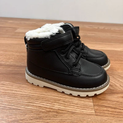 Botines antiguos azul marino forrados de sherpa de cuero sintético negro talla 7 NUEVO Foto 1 de 4