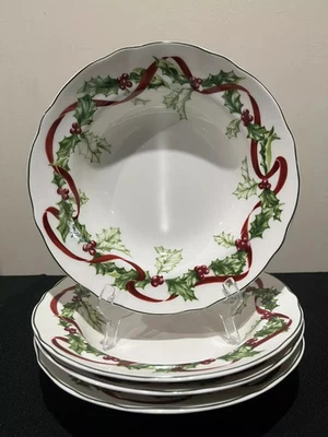 Charter Club зимняя гирлянда Holly лента ягоды в оправе суп чаши набор из 4 - Изображение 1 из 4