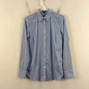 Millenium Women Medium Shirt Top Blouse Blue 3/4 Sleeve Button Cinch Waist 21825 - Picture 1 of 9
