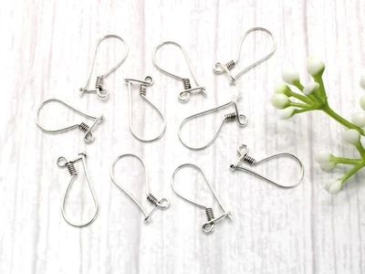 1 PAR de alambres para pendientes de riñón de plata de ley de 20 mm ~ Pendiente efecto oxidado hágalo usted mismo Foto 1 de 4
