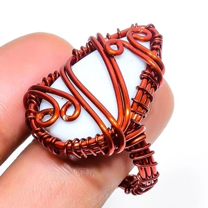 Blue Opal Gemstone Copper Ring Handcrafted Wire Wrap Beautiful Jewelry 7.50" - Picture 1 of 7