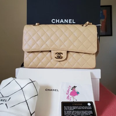 $11,300 CHANEL двойной клапан классический средний переливающийся икры сумка золотая фурнитура  - Изображение 1 из 4