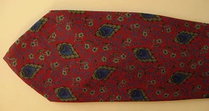 Vintage Genuine Valentino Cravatte Bordeaux-Blue 100% Silk Tie Made in Italy - Picture 1 of 4