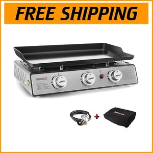 Compact 25,500 BTUs 24-Inch Gas Grill Griddle - Perfect for Camping & Tailgating - Picture 1 of 12