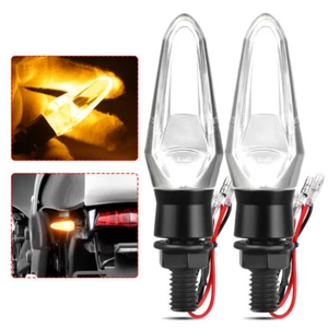 2x Motor Amber Universal LED Turn Signal Lights Indicator For Kawasaki Honda BMW - Picture 1 of 8