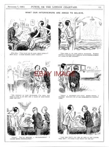 Impresión perforada de 1928 'Lo que se pide a los entrevistadores que crean' dibujos animados decorativos vintage - Imagen 1 de 1