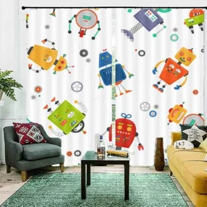 All Kinds Color Robots 3D Curtain Blockout Photo Printing Curtains Drape Fabric - Picture 1 of 12