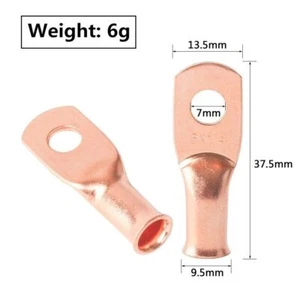 5PCSHole Terminal 6 Gauge Ring 1/4" Battery Lug Bare Copper Un-Insulated AWG - Picture 1 of 3