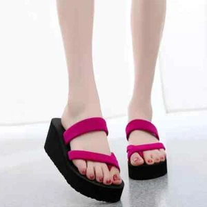 Solid Platform Sandals Women Slipper High Heels Summer Beach Casual Shoes Wedges - Picture 1 of 26