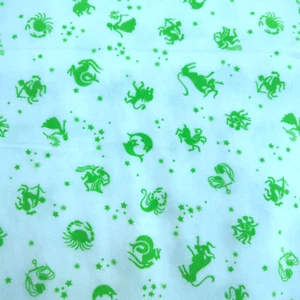 3+ yds Vintage Zodiac Astrological Signs Fleece Felt Fabric | White & Green 45"w - Picture 1 of 4