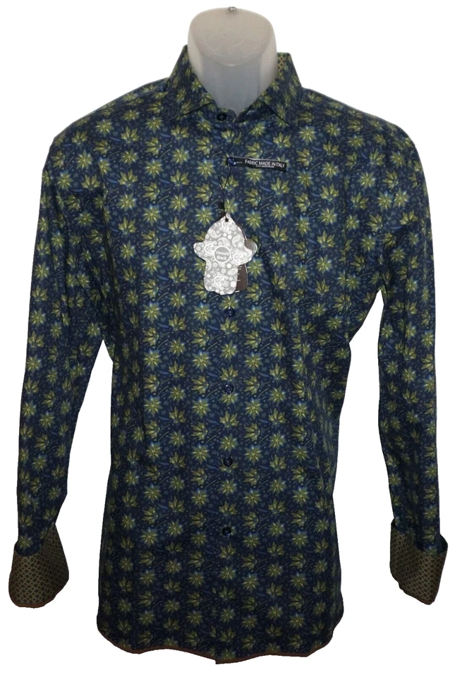 Visconti Long Sleeve Shirt Large Stretch White All Over Tophat Print