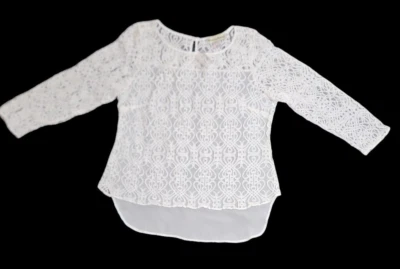 NUEVA Blusa Top Seventh Avenue Mujer L Blanco Encaje Hada Boho Chic Clásica Foto 1 de 4