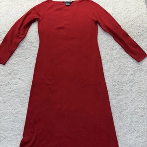 Nina Leonard Small Red Wool Maxi Sweater Dress Knit Classic Capsule valentines - Picture 1 of 8