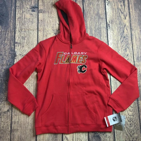 NHL Team Youth Size XL Hoodie Calgary Flames L/S Full Zip Team Logo Pullover NEW Cover