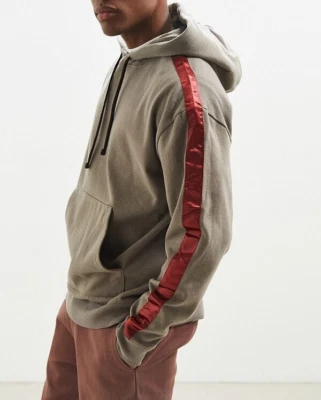 Men's Urban Outfitters Contrast Tape Hoodie in Steel Wool Size M ~ NEW - Image 1 of 4