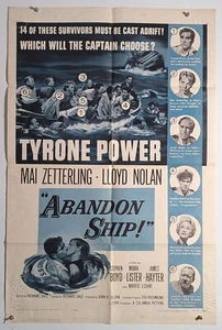ABANDON SHIP Original 1957 1sh Vimntage Movie Poster Tyrone Power Mai Zetterling - Picture 1 of 1
