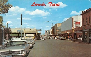 Farragut St. Rexall Drugs Vtg Cars Street Scene Laredo, TX Vtg 1960's Postcard - Picture 1 of 2