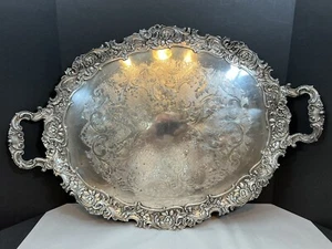 Vintage Silverplate Platter Israel Freeman Son England Extra Large 30x21 - Picture 1 of 10