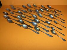 LOT OF 34 Antique Sterling Silver Souvenir Spoons 21.2 Troy Oz.  BEAUTIFUL!!!