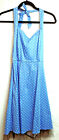 Oten Light Vintage Style Ladies Light Blue with White Dots Halter Top Dress Sz M