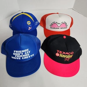 Vtg Mesh Snapback Caps Truckers TEXACO HAVOLINE DON'T DRIVE CHEVYS PAHRUMP NAPA - Picture 1 of 14