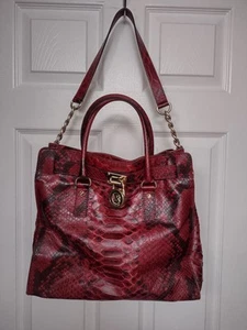 Michael Kors Handtasche Hamilton Anaconda Beuteltasche gebraucht UVP 575 $ schöne Handtasche - Bild 1 von 13