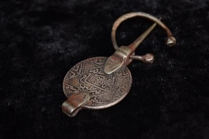 Antique Coin Moroccan Fibula Pin Brooch Silver Berber Ethnic Tribal Jewelry - Picture 1 of 6
