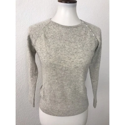 Easel Lane Crawford Sweater Women Sz S Pullover Knit Cashmere Gray FLAW - Imagem 1 de 4