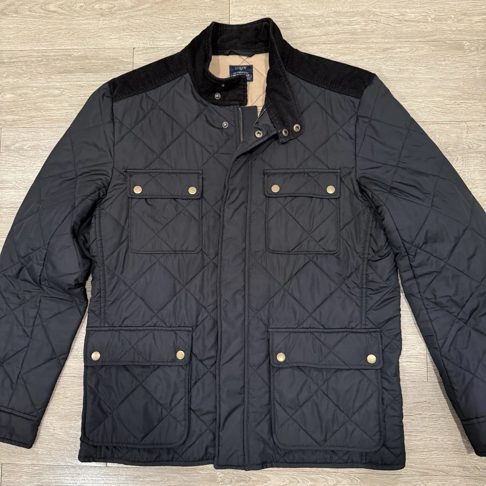 J Crew куртка черная мужская L выстеганная сарая Chore вельветовое пальто на молнии кнопка - Изображение 1 из 4