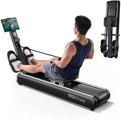 Foldable Magnetic Rowing Machine Quiet 16-Level Dual Rail App LCD Home Rower - Image 1 of 4