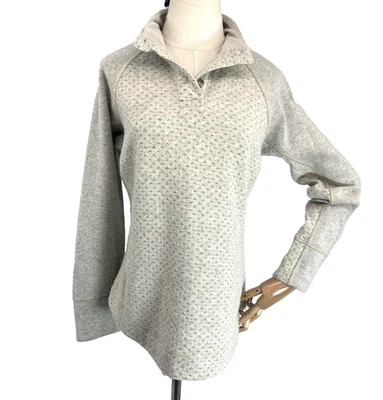prAna Frozen Falls Sweater Womens Small Gray Wool Blend Mock Neck Henley - Image 1 of 4